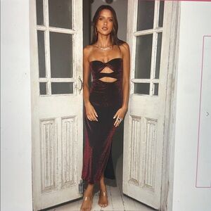 Hello Molly Sparkling Maroon Strapless Dress